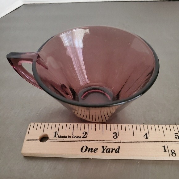 Vintage Hazel Atlas Moroccan Amethyst Glass Tea Coffee Cups Made in USA - Picture 8 of 10